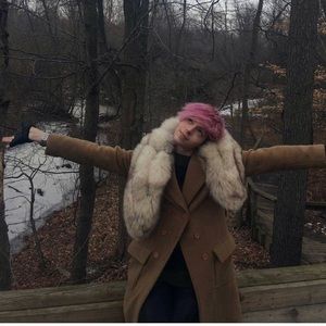 SOLD XXL   white  blue fox fur  stole collar